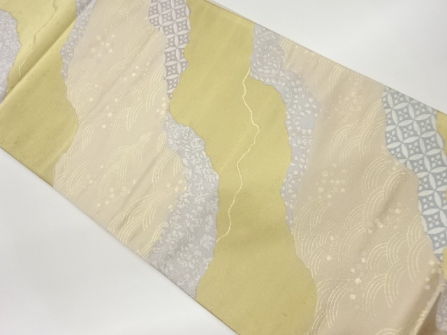 JAPANESE KIMONO / VINTAGE FUKURO OBI / WOVEN MICHINAGADORI & SHIPPO PATTERN